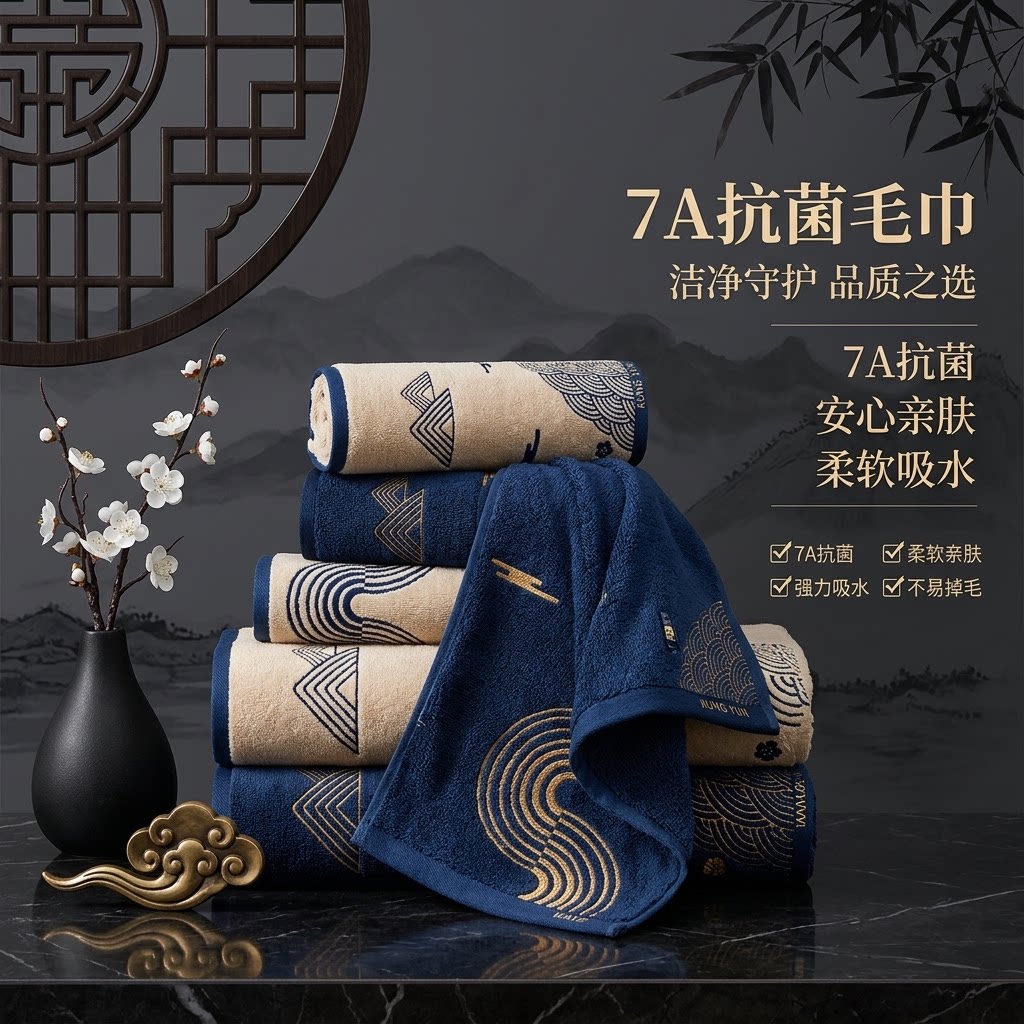 7A抗菌纯棉加厚吸水不掉毛毛巾图片