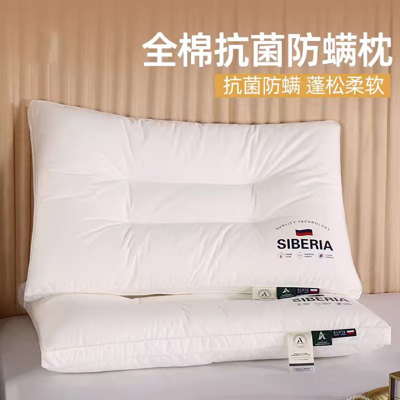 枕头枕芯家用护颈椎助睡眠一对套装纯棉学生宿舍超柔低枕酒店专用