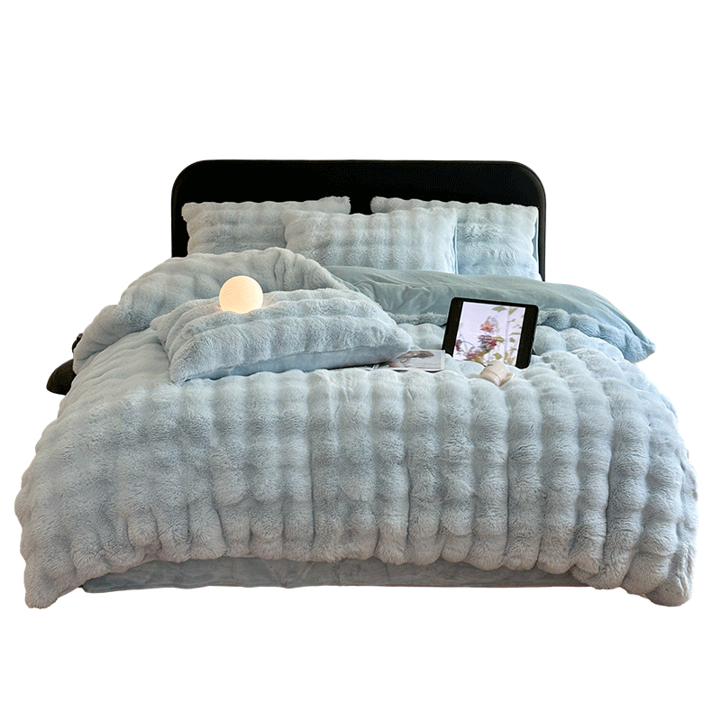 高端兔绒四件套牛奶绒床上加厚双面珊瑚绒秋冬季床单被套2023新款