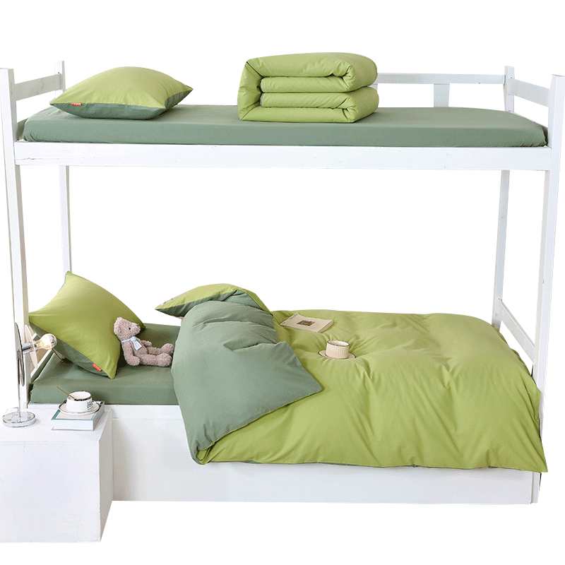 新款全棉大学生宿舍床上三件套纯棉单人被套床单床垫被子褥六件套