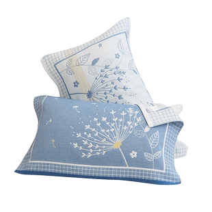 纱布枕巾纯棉一对装全棉高档透气男生枕头毛巾防滑单人四季通用