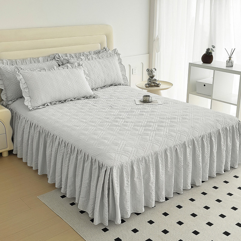 2025新款公主风泡泡棉夹棉床裙单件床笠带花边纯色床罩防尘遮丑帘,床上用品,床裙,淘宝优惠券,粉丝福利购,淘宝优惠卷
