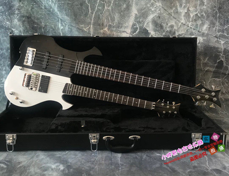 定制款异形演出双颈双头电吉他+电贝司 低音吉他 贝斯 双效果