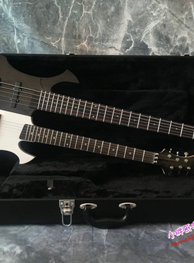 定制款异形演出双颈双头电吉他+电贝司 低音吉他 贝斯 双效果