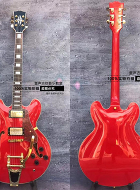 ES335电吉他F孔空心花老爵士电吉他 摇滚布鲁斯黄贯中双摇电吉他