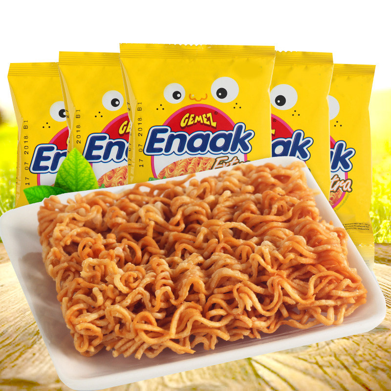 gemez enaak印尼进口小鸡干脆面烧烤鸡肉零食捏碎面方便面12包30g