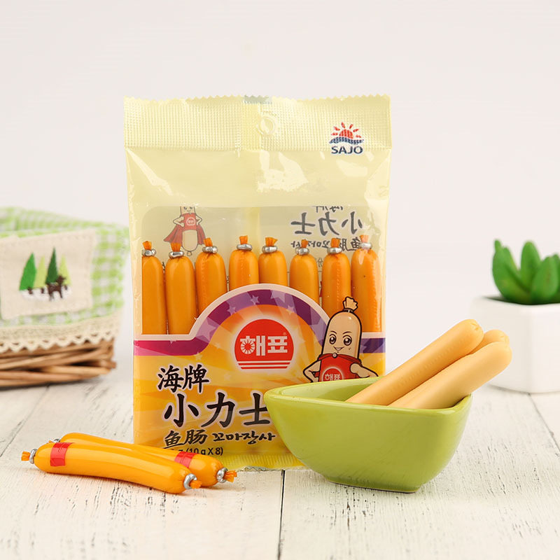 韩国进口海牌小力士鱼肠80g宝宝火腿肠婴幼儿鳕鱼肠儿童零食拌饭