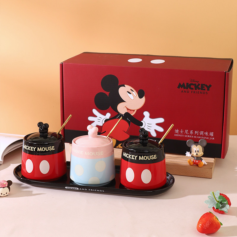 迪士尼陶瓷调味罐套装辣椒罐盐罐带勺调料罐厨房家用味精调料盒,厨房/烹饪用具,调味瓶罐/调料研磨器,淘宝优惠券,粉丝福利购,淘宝优惠卷