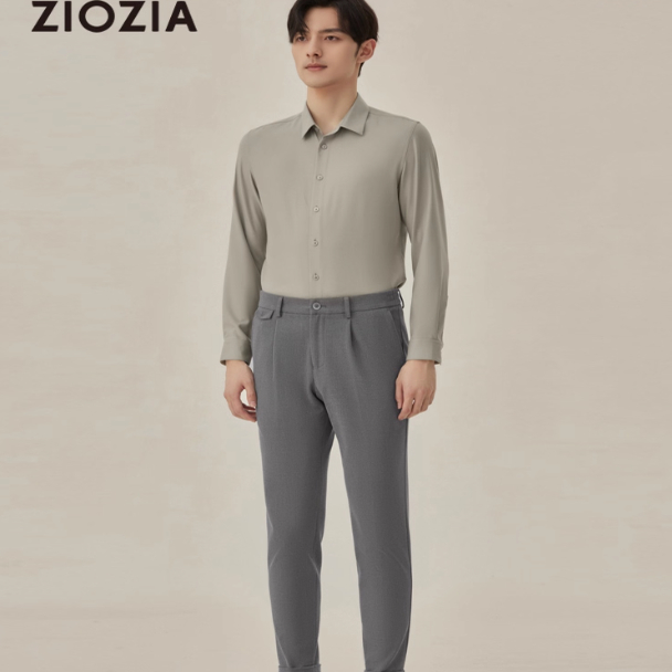 ZIOZIA男装秋季衬衫休闲商务正装长袖衬衣气质轻奢春秋季高级感时