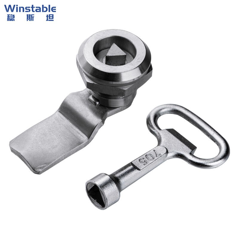 稳斯坦304不锈钢电柜门锁配电箱海坦垃圾箱转舌锁三角锁MS705(三