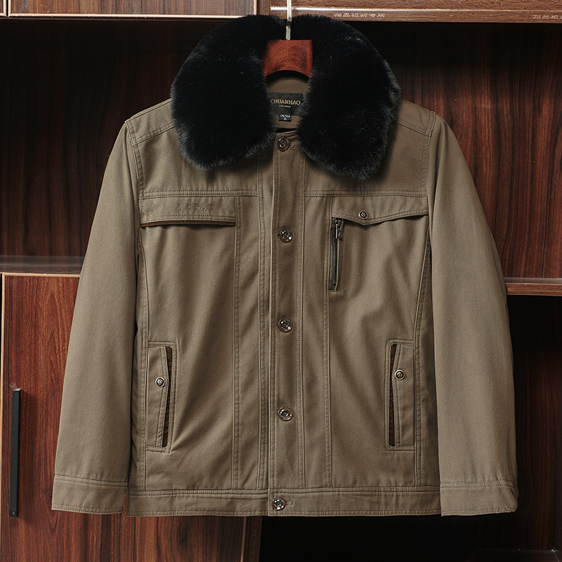 爷爷秋冬季保暖加绒夹克