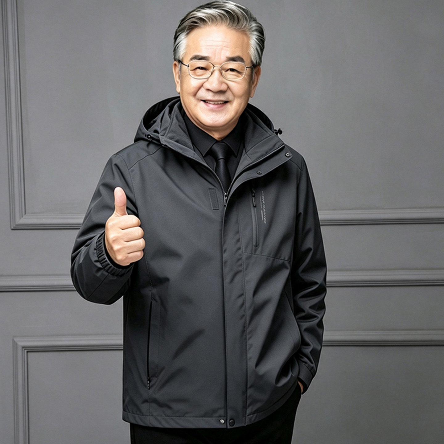 冬季中老年男大码加绒加厚冲锋衣