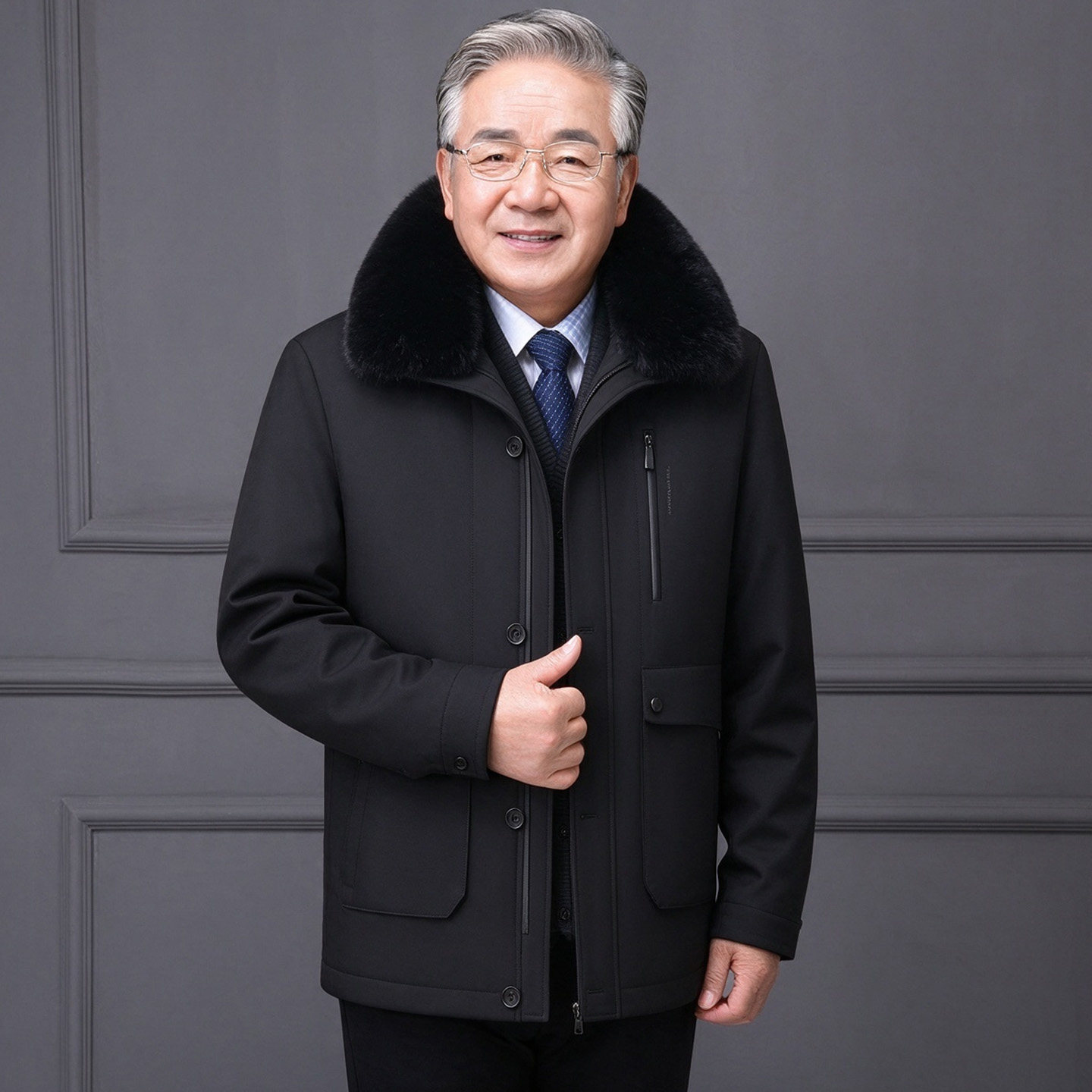 中老年男加厚大码可脱卸棉衣