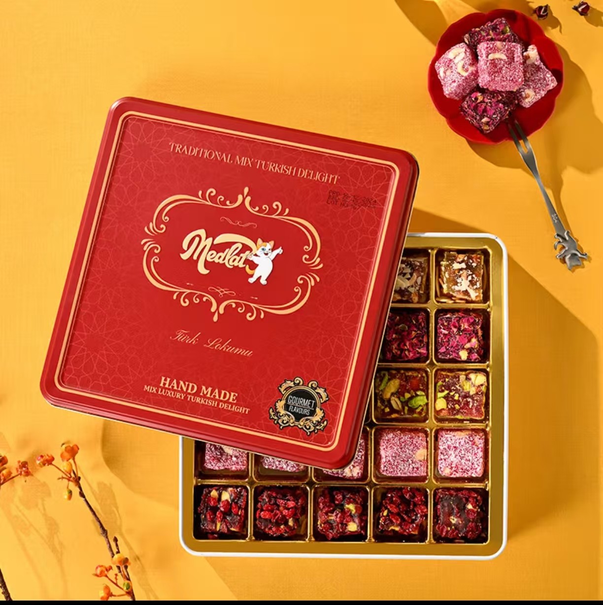 土耳奇进口地中海猫什锦涂层坚果夹心软糖礼盒糕点办公室下午茶