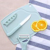 家用厨房陶瓷刀削皮刀小刀 刀具 陶瓷水果刀削皮器菜板砧板三件套