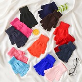 冬季 半截分指露指男手套户外骑车学生打字针织保暖羊毛半指手套女