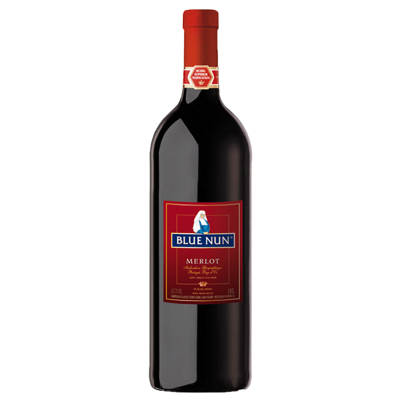 一公升系列 蓝仙姑美乐红葡萄酒 bluenun干型红酒13度 单支1000ml