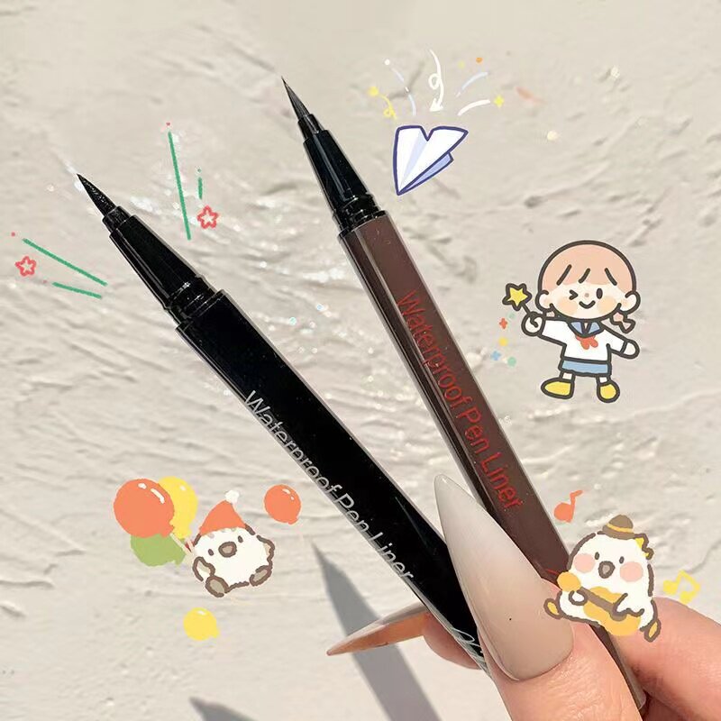 xixi0.02mm极细海绵头+纤维头眼线液笔不易晕染防水速干浅棕黑色怎么看?