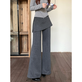 甜辣多多【羊毛醋酸屁帘裤】2025冬季裤子女加绒加厚屁帘微喇长裤