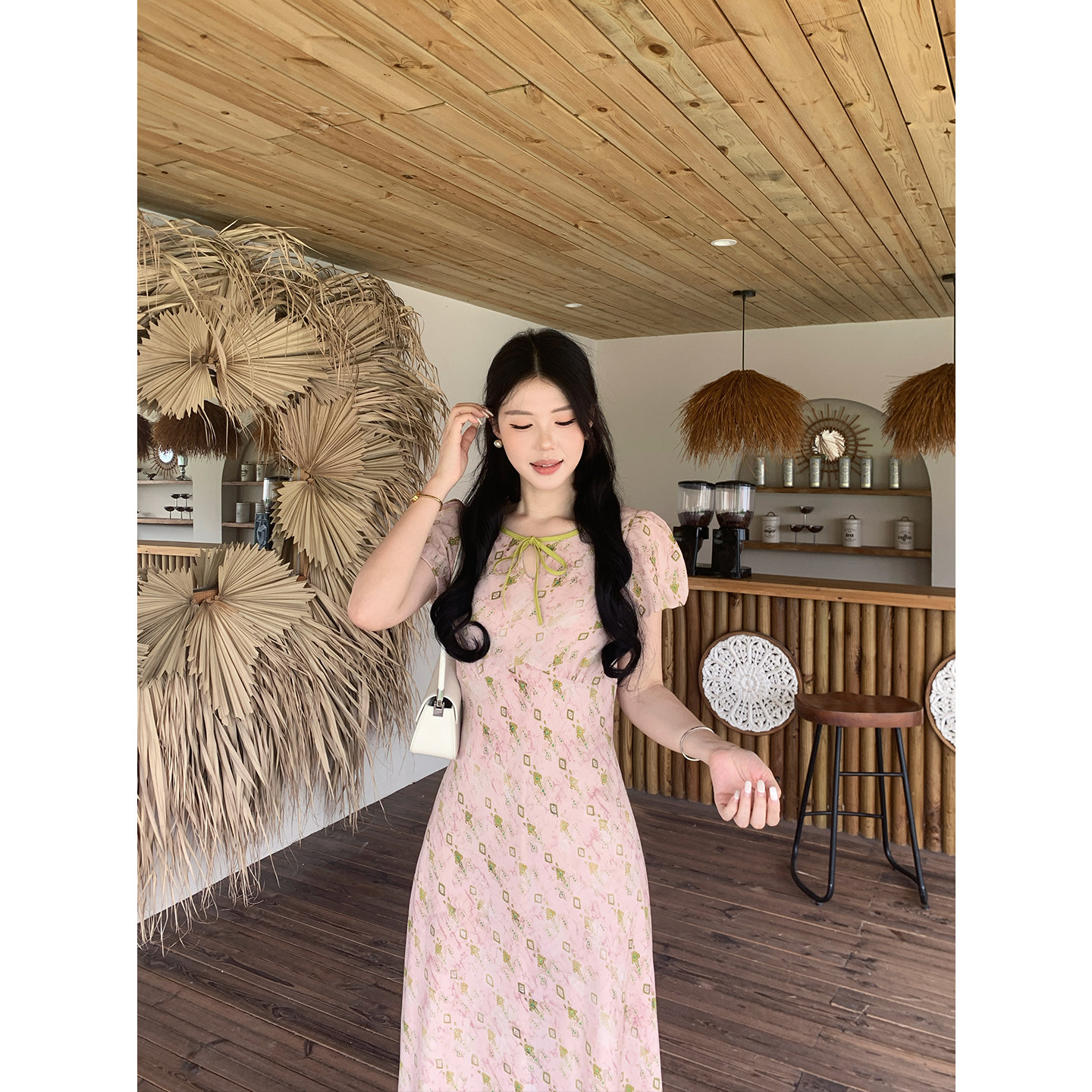 甜辣多多 碎花连衣裙2026年夏气质通勤设计感短袖长裙子女Z3930图片