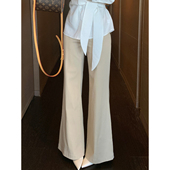 女 2026洗水棉微弹料高腰显瘦微喇长裤 甜辣多多 许妍裤