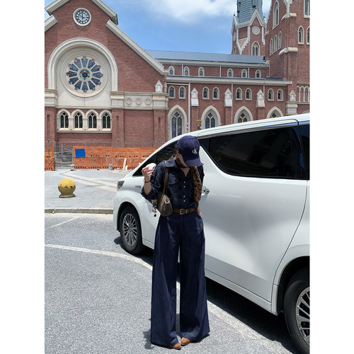 甜辣多多 高腰阔腿牛仔裤2026年秋通勤遮跨显瘦梨形裤子女Z3942