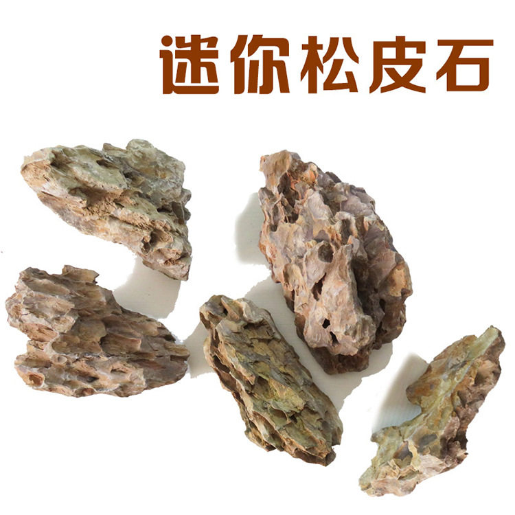 松皮石鱼缸假山石天然迷你松皮石小块盆栽苔藓多肉园艺装饰水族造