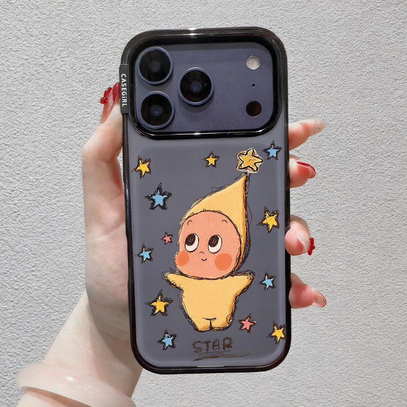 星星人公仔适用17pro手机壳新款苹果16ProMax联名全包ai按键14plus高级感15por磁吸13防摔亚克力套女生可爱风