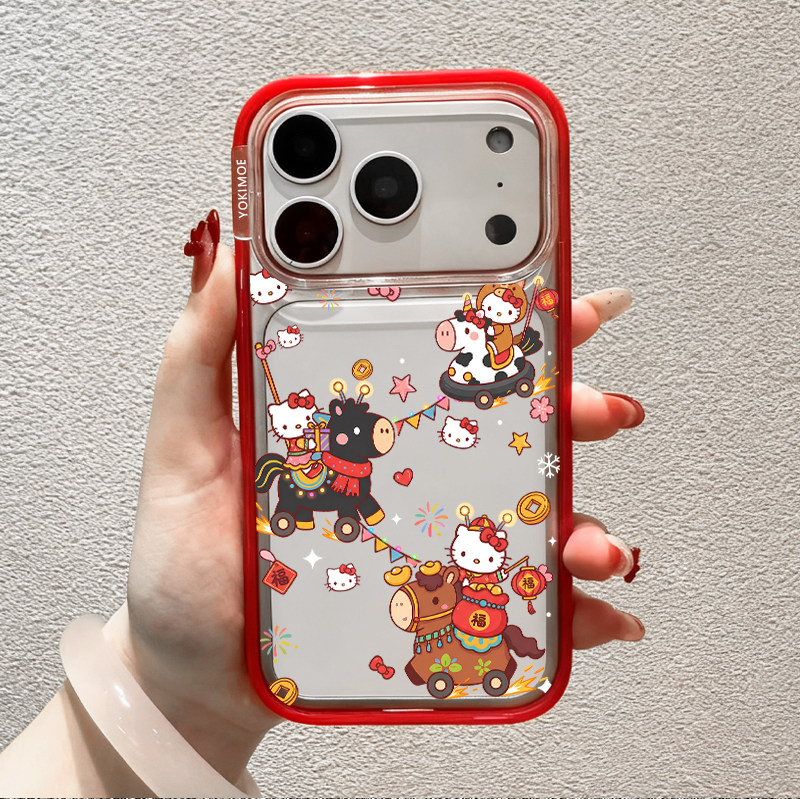 马上有福凯蒂猫kitty适用苹果手机壳17promax卡通新款16pro亚克力15por女款16超好看14全包防摔13透明磁吸套