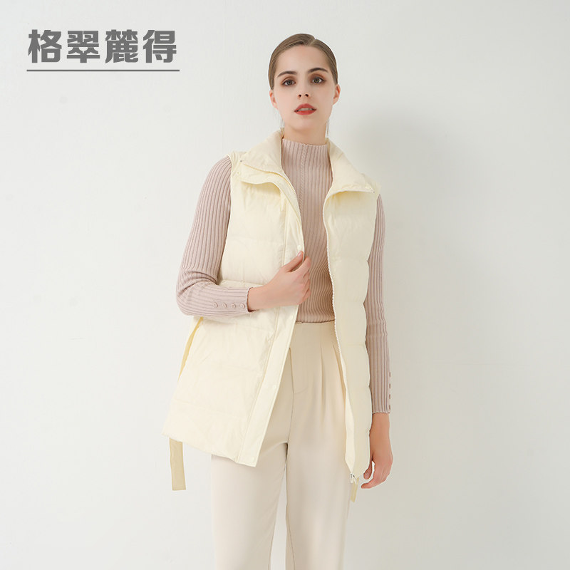 纯色无袖立领修身羽绒服百搭