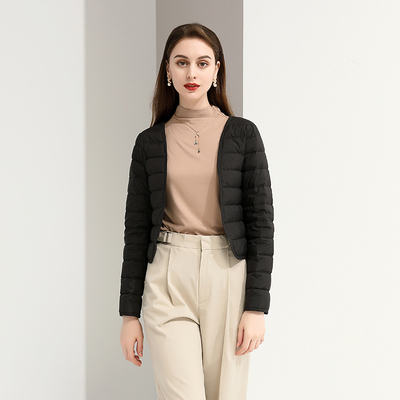 通勤轻薄内搭长袖短款纯色羽绒服