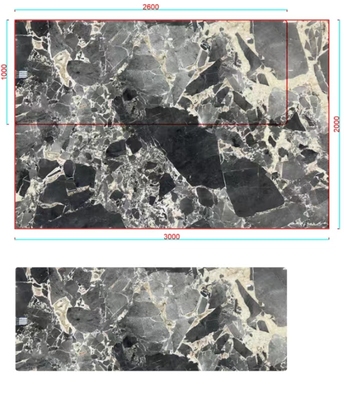 【已售仅展示】宝格丽灰餐桌1000×2600发配灰钛拉丝不锈钢底座