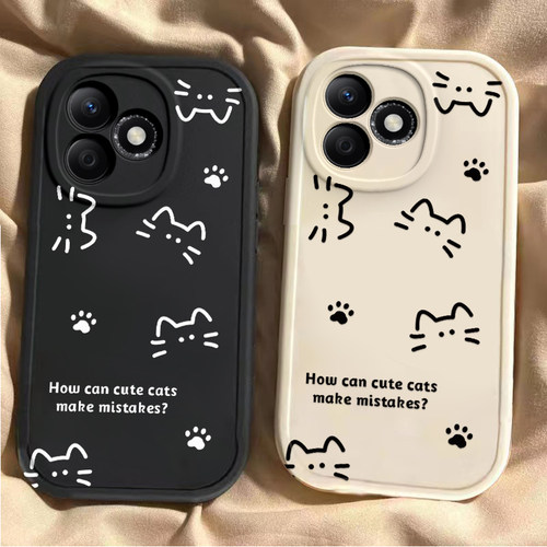 适用荣耀X60i手机壳新款华为X6Oi保护套HONOR小众男女i60X硅胶软壳X6i镜头全包防摔X60L叉X601i简约线条猫咪