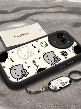 适用于真我V50手机壳RealmeV50s新款RMX3783全包防摔保护套真我v50s男女款小众简约可爱黑白凯蒂猫头专用外壳