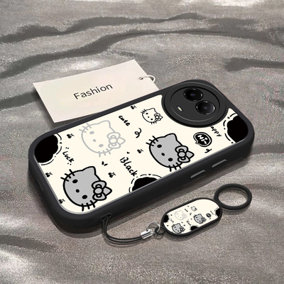 适用于真我V50手机壳RealmeV50s新款RMX3783全包防摔保护套真我v50s男女款小众简约可爱黑白猫咪头专用外壳