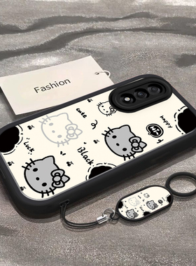 黑白凯蒂猫头适用于一加Ace5至尊版手机壳新款PLC110全包防摔保护套1+ACE5竞速版可爱男女小众ins风专用外壳