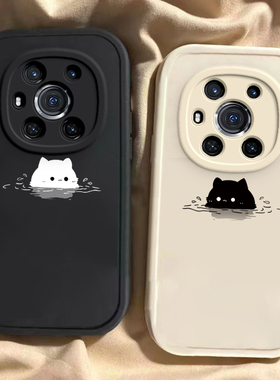 适用于荣耀Magic3手机壳Magic3Pro新款ELZ-AN00全包防摔保护套honor男女款至臻版可爱泡汤猫咪ins风专用外壳