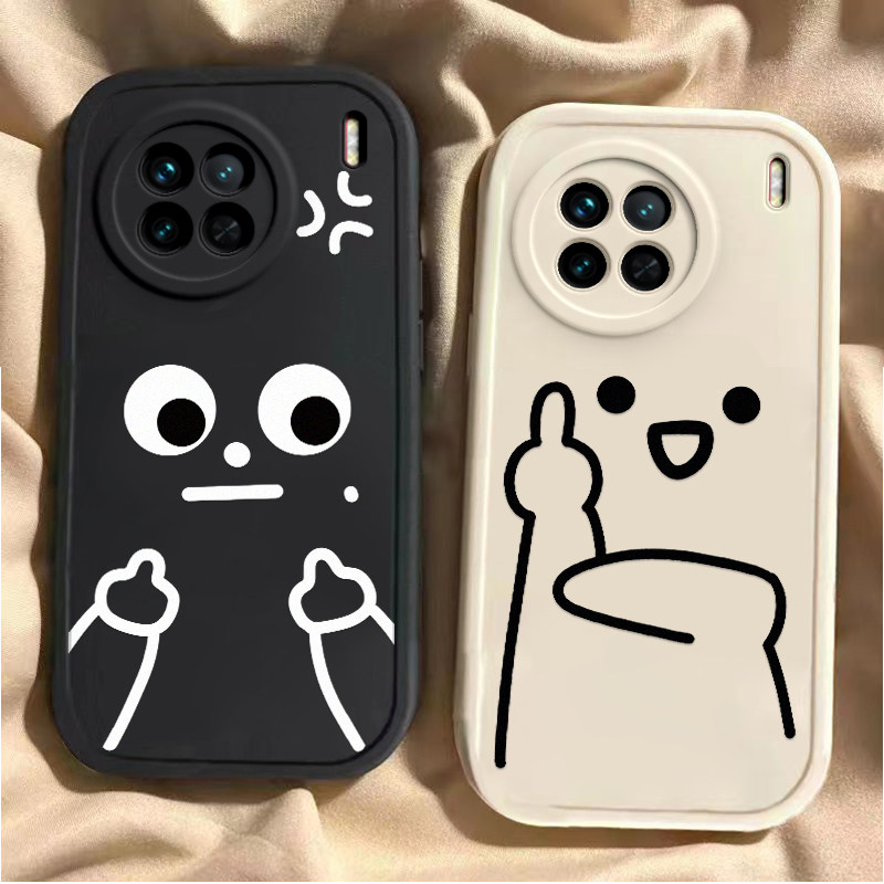 适用于vivoX90手机壳X90Pro新款V2241A全包防摔保护套X90Pro+男女款X90s可爱搞怪国际友好手势vivi专用外壳