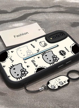 适用于iQOO手机壳iQOO3新款iQOO5全包防摔V1824A保护套iQOO5Pro男女款vivoiqoo简约黑白凯蒂猫头vivi专用外壳