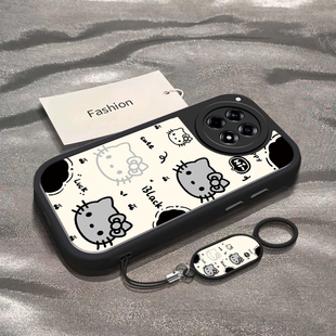 适用于一加Ace3手机壳一加Ace3Pro新款全包防摔保护套OnePlusAce3V男女款简约卡通ace2v黑白猫咪头专用外壳