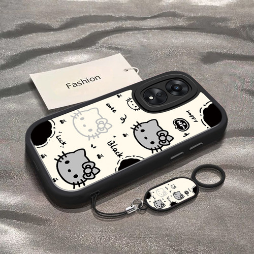 适用于OPPOA58手机壳OPPOA58x新款5G全包防摔PHJ110保护套oppoa58x男女款小众简约黑白猫咪头ins风专用外壳