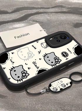 适用于vivoX60手机壳X60Pro新款V2046A全包防摔保护套X60Pro+男女款X60t简约小众曲屏版黑白凯蒂猫头专用外壳