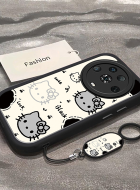 适用于荣耀Magic4手机壳Magic4Pro新款LGE-ANOO全包防摔保护套honor男女款至臻版黑白凯蒂猫头ins风专用外壳