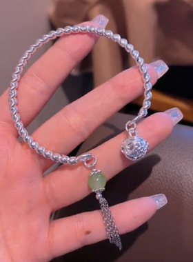 流苏铃铛手镯一步一响一步一想古风圆珠流苏铃铛手镯闺蜜情侣一对