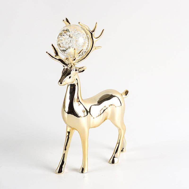 创意轻奢水晶球对鹿摆件现代家居客厅书房玄关电视酒柜动物装饰品,家居饰品,装饰摆件,淘宝优惠券,粉丝福利购,淘宝优惠卷