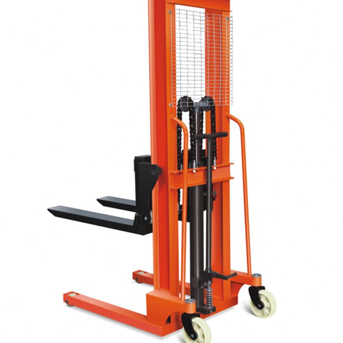 .非标制作1吨升1.6米宽支腿手动升车宽支腿液压堆车搬运叉车