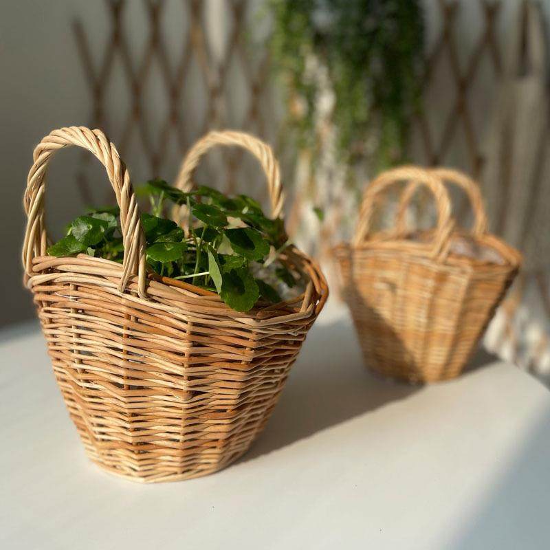 藤编手提插花花篮杂物收纳篮柳尚家居挂篮挂式田园篮子壁挂,收纳整理,脏衣篮,淘宝优惠券,粉丝福利购,淘宝优惠卷