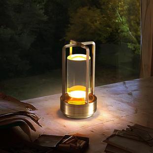 跨境轻奢氛围小夜灯复古充电触摸调光装饰灯酒吧台摆件露营灯479L