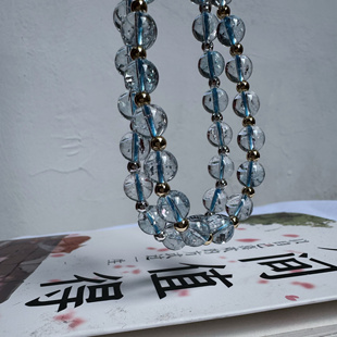全晶体天空蓝托帕石优化水晶手链铜镀银小众学生显白轻奢时尚手串