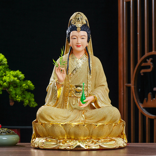 新款妙善观音菩萨树脂佛像家用客厅观世音白色观世音菩萨摆件